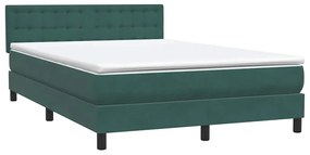 Κρεβάτι Boxspring με Στρώμα Σκούρο Πράσινο 140x210εκ. Βελούδινο - Πράσινο