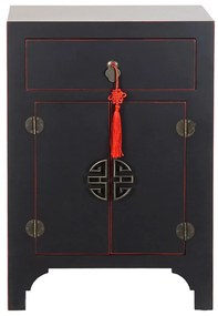 Κομοδίνο DKD Home Decor Έλατο Κόκκινο Μαύρο Ξύλο MDF 45 x 34 x 66 cm