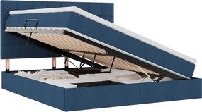 vidaXL LED Κρεβάτι αποθήκευσης με στρώμα Μπλε 160 x 200 cm Ύφασμα