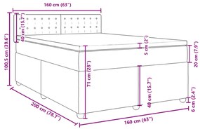 Κρεβάτι Boxspring με Στρώμα Μπλε 160x200 εκ. Υφασμάτινο - Μπλε