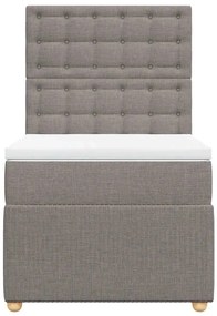 vidaXL Κρεβάτι Boxspring με Στρώμα Taupe 100 x 200 εκ. Υφασμάτινο