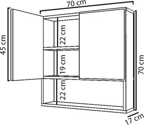 Καθρέπτης μπάνιου Zante pakoworld λευκό 70x17x70εκ