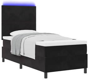 vidaXL Κρεβάτι με ελατήρια με στρώμα Μαύρο 80 x 200 cm Βελούδο