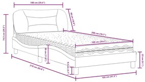 Κρεβάτι με Στρώμα Λευκό / Μαύρο 100x200 εκ. από Συνθετικό Δέρμα - Μαύρο