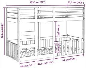 Κουκέτα Λευκό 90x190 εκ. από Μασίφ Ξύλο Πεύκου - Λευκό