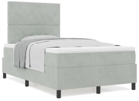 vidaXL Κρεβάτι Box Spring με Στρώμα Ανοιχτό Γκρι 120x200 εκ Βελούδο