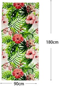 Πετσέτα θαλάσσης με φύλλα και λουλούδια 180x90cm - Beach towel