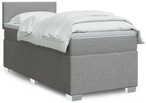 vidaXL Κρεβάτι Boxspring με Στρώμα Ανοιχτό Γκρι 80x200 εκ. Υφασμάτινο