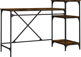 vidaXL Γραφείο με Ράφια Καπνιστή Δρυς 135x50x90 εκ. Επεξ. Ξύλο/Σίδηρος