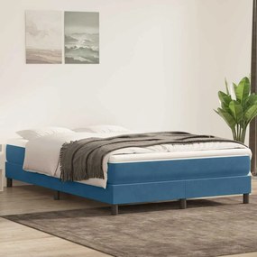 vidaXL Κρεβάτι Boxspring με Στρώμα Σκούρο Μπλε 160x210 εκ. Βελούδινο