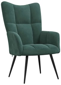 vidaXL Πολυθρόνα Relax Σκούρο Πράσινο Βελούδινη με Σκαμπό