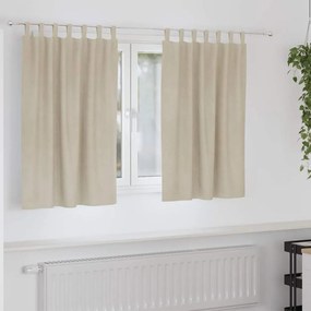 vidaXL Κουρτίνες με κουρτίνες 2 pcs Κρεμ 140 x 140 cm Βελούδο
