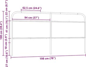 vidaXL Ανταλλακτικό κεφαλάρι Καφέ Δρυς 190 εκ. Ατσάλι/Επεξεργασμένο Ξύλο