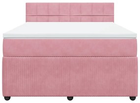 vidaXL Κρεβάτι Boxspring με Στρώμα Ροζ 160x200 εκ. Βελούδινο