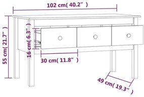 Τραπεζάκι Σαλονιού Λευκό 102x49x55 εκ. από Μασίφ Ξύλο Πεύκου - Λευκό