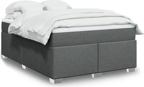 vidaXL Κρεβάτι Boxspring με Στρώμα Σκούρο Γκρι 140x200 εκ Υφασμάτινο