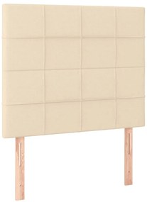 vidaXL Κρεβάτι Boxspring με Στρώμα Κρεμ 90x200 εκ.Υφασμάτινο
