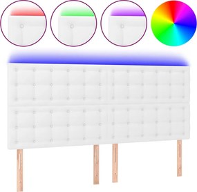 vidaXL Κεφαλάρι Κρεβατιού LED Λευκό 200x5x118/128 εκ