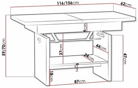 Πολυμορφικό τραπέζι σαλονιού Stanton 108, 59x62x116cm, 33 kg, Πλαστικοποιημένη μοριοσανίδα, Γωνιακό | Epipla1.gr