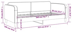 Καναπές Κρεβάτι Ανοιχτό Γκρι 90 x 200 εκ. Υφασμάτινος - Γκρι