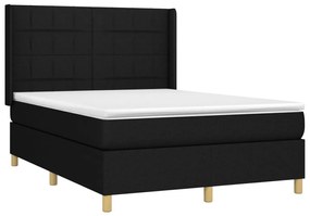 vidaXL Κρεβάτι Boxspring με Στρώμα &amp; LED Μαύρο 140x190 εκ. Υφασμάτινο