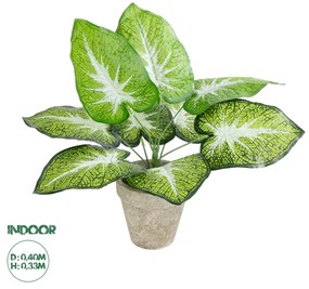 GloboStar® Artificial Garden CALADIUM POTTED PLANT 20894 Διακοσμητικό Φυτό Καλάντιουμ Φ40 x Υ33cm