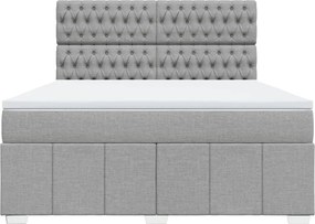 vidaXL Κρεβάτι Boxspring με Στρώμα Ανοιχτό Γκρι 180x200 εκ. Υφασμάτινο