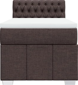 vidaXL Κρεβάτι Boxspring με Στρώμα Σκούρο Καφέ 100x200 εκ. Υφασμάτινο