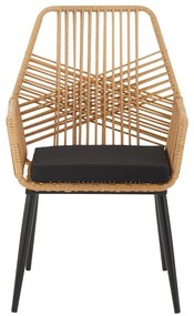 Σετ κήπου Τραπεζαρία Naoki-Tanish 5 τεμ. γυαλί - pe rattan φυσικό - μαύρα πόδια 140x80x78 εκ. 140x80x78 εκ.