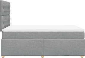 vidaXL Κρεβάτι Boxspring με Στρώμα Ανοιχτό Γκρι 120x190 εκ. Υφασμάτινο