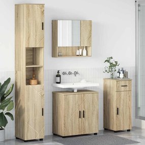 vidaXL Σετ Επίπλων Μπάνιου με πόρτα 4 pcs Sonoma Δρυς 61 x 35 x 64 εκ.