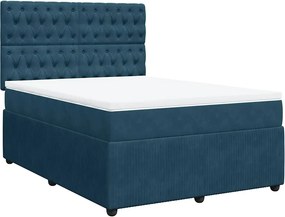 vidaXL Κρεβάτι Boxspring με Στρώμα Μπλε 140x200 εκ. Βελούδινο