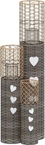 vidaXL Κηροπήγια 3 Τεμ. Γκρι από Ψάθα