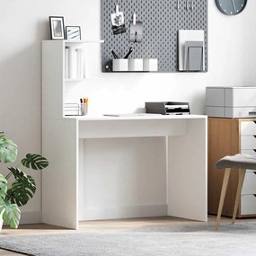 vidaXL Λευκό Γραφείο Γραφής Λευκό MDF Συμπαγές Διακοσμητικά Ένθετα