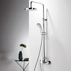 Eurorama Klint Chrome Μπαταρία Ντουζιέρας 2 Εξόδων με Κολώνα, Tηλέφωνο, Στήριγμα Τηλεφώνου και 'Αθραυστο Σπιράλ 142065-100