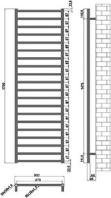 Karag Karnak 1700 Nero - Θερμαντικό σώμα μπάνιου