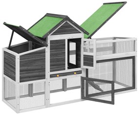 vidaXL Κοτέτσι Γκρι 186,5 x 58,5 x 113 εκ. από Μασίφ Ξύλο Πεύκου