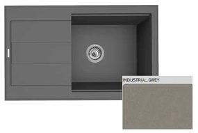 Pyramis Sparta Plus Lux 1B 1D industrial grey Ένθετος Νεροχύτης από Συνθετικό Γρανίτη 78x48cm