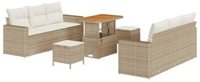 vidaXL Σετ Καναπέ Κήπου Ρυθμιζόμενο ύψος 9 pcs Μπεζ συνθετικό ρατάν