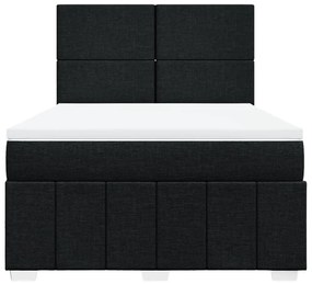 Κρεβάτι Boxspring με Στρώμα Μαύρο 140x200 εκ. Υφασμάτινο - Μαύρο