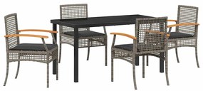 vidaXL Σέτ φαγητού για κήπο 5 pcs Γκρι συνθετικό ρατάν