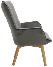 Πολυθρόνα Kido βελούδο χρώμα ασημί-γκρι 72x75x99 εκ.