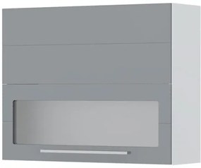 Ντουλάπι κρεμαστό Hudson V7-90-1K1SP με βιτρίνα-Λευκό - Γκρι - 90.00Χ32.00Χ72.00cm