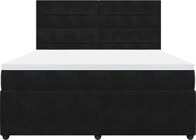 vidaXL Κρεβάτι Boxspring με Στρώμα Μαύρο 180x200 εκ. Βελούδινο