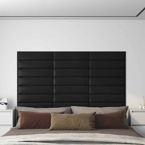 vidaXL Πάνελ Τοίχου 12 τεμ. Μαύρα 60x15 εκ. 1,08 μ² Συνθετικό Δέρμα