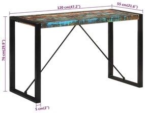 vidaXL Τραπεζαρία 120x55x76 εκ. από Μασίφ Ανακυκλωμένο Ξύλο