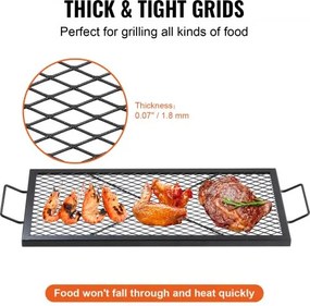 VEVOR 32" Rectangle Cooking Grate Fire Pit Grill Grate X-Marks Heavy-Duty Steel