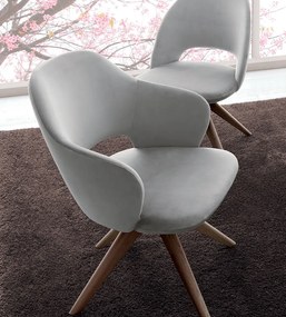 Καρέκλα Letizia L12 50x60x82 Wooden fixed base   - Soft Leather