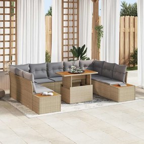 vidaXL Σέτ φαγητού για κήπο 10 pcs Μπεζ, Γκρι 100 x 55 x 73 εκ
