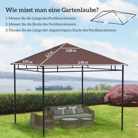 2,98m x 2,98m Polyester Garden Gazebo Replacement Roof Coffee